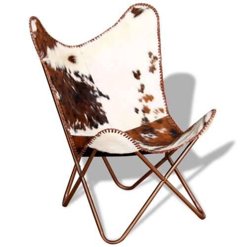 Leptir-stolica smeđe-bijela od prave kravlje kože Cijena