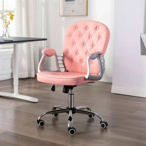Okretna uredska stolica od umjetne kože ružičasta Cijena