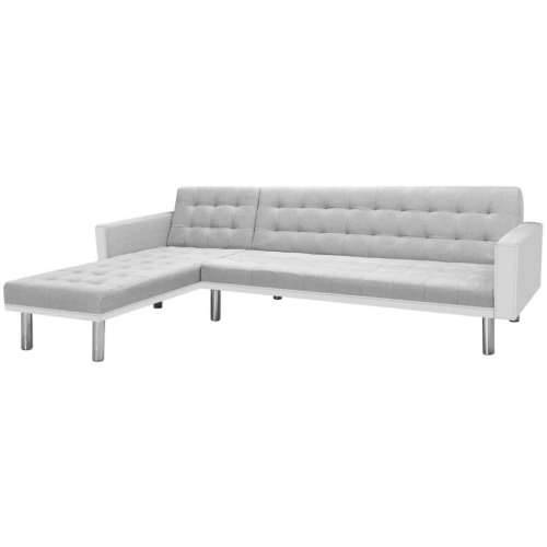 Kutna sofa na razvlačenje od tkanine 218x155x69 cm bijelo-siva