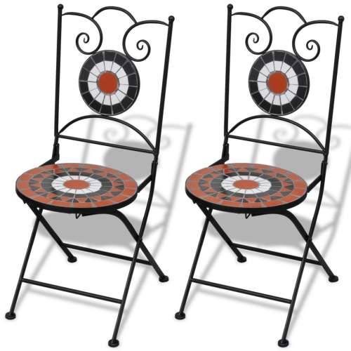 Sklopive bistro stolice 2 kom keramičke terakota-bijele