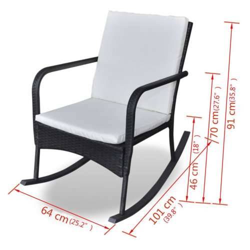 Vrtna stolica za ljuljanje od poliratana crna Cijena