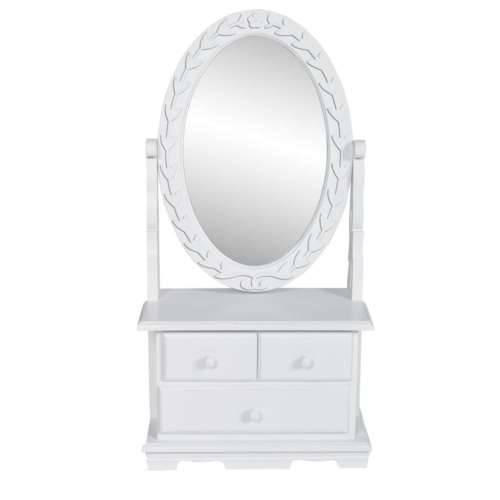 Toaletni Stol s Ovalnim Nagibnim Ogledalom MDF