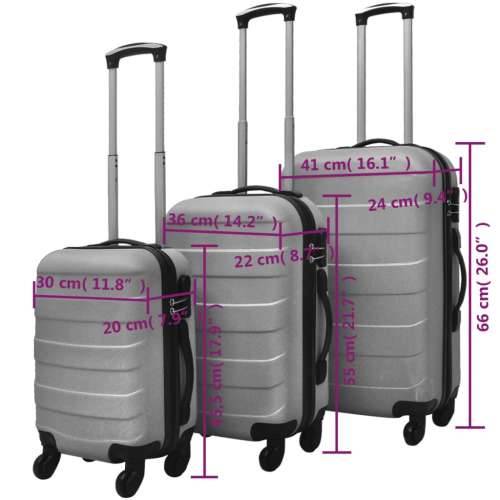 Trodijelni set čvrstih kovčega s kotačima srebrni 45,5/55/66 cm Cijena