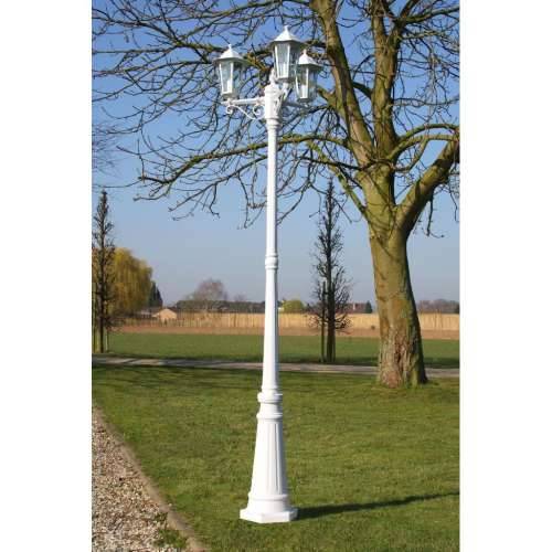 Vrtna stupna svjetiljka 3-lanterne 215 cm bijela Cijena