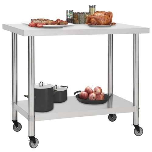 Kuhinjski radni stol s kotačima 80x60x85 cm nehrđajući čelik Cijena