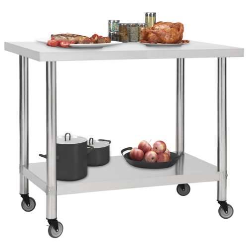 Kuhinjski radni stol s kotačima 100x60x85 cm nehrđajući čelik Cijena