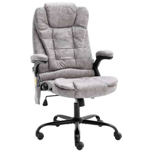 Masažna uredska stolica od umjetne brušene kože svjetlosiva Cijena