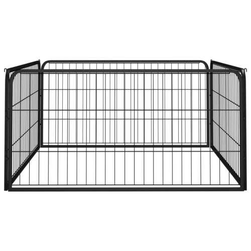 Ograda za pse s 4 panela crna 100 x 50 cm čelik obložen prahom Cijena