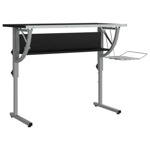 Radni stol crno-sivi 110x53x(58-87) konstruirano drvo i čelik Cijena