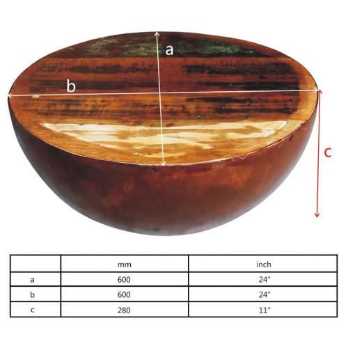 Stolić za kavu u obliku zdjele čelik i masivno obnovljeno drvo Cijena