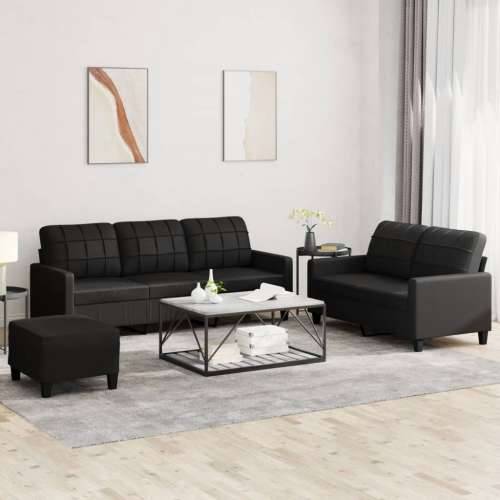 3-dijelni set sofa s jastucima crni od umjetne kože Cijena