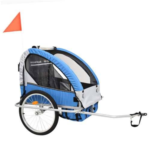 2-u-1 prikolica za bicikl i kolica plavo-siva Cijena