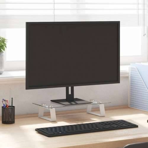 Stalak za monitor bijeli 40 x 20 x 8 cm kaljeno staklo i metal Cijena