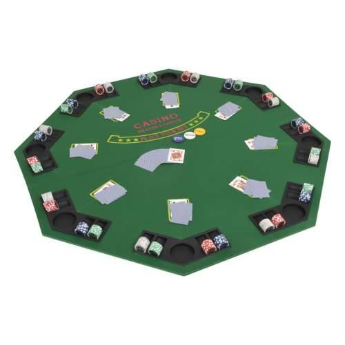 Sklopiva dvodijelna podloga za poker stol za 8 igrača osmerokutna zelena Cijena