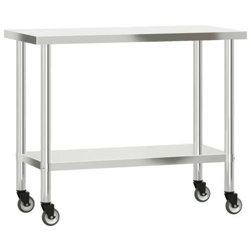 Kuhinjski radni stol s kotačima 110x55x85 cm nehrđajući čelik Cijena