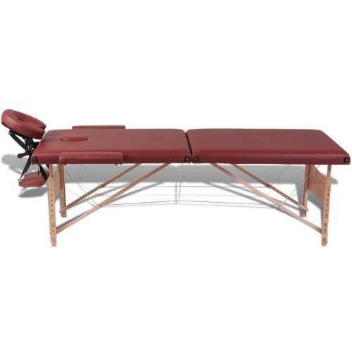 Sklopivi stol za masažu s drvenim okvirom dvodijelni crveni Cijena