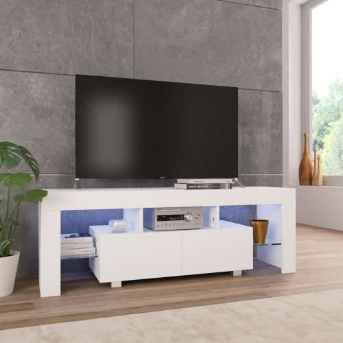 TV ormarić s LED svjetlima visoki sjaj bijeli 130x35x45 cm Cijena