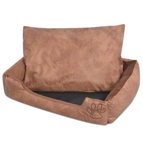 Krevet za pse s jastukom PU umjetna koža veličina XXL Bež Cijena